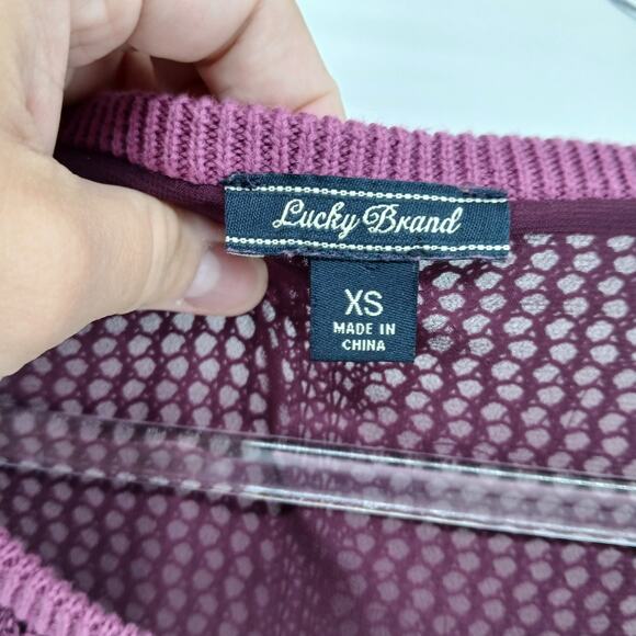 Purple Open Knit Crew Sweater Women XS Y2K Goth Edgy Alternative Boho Vamp Fairy - Picture 3 of 10